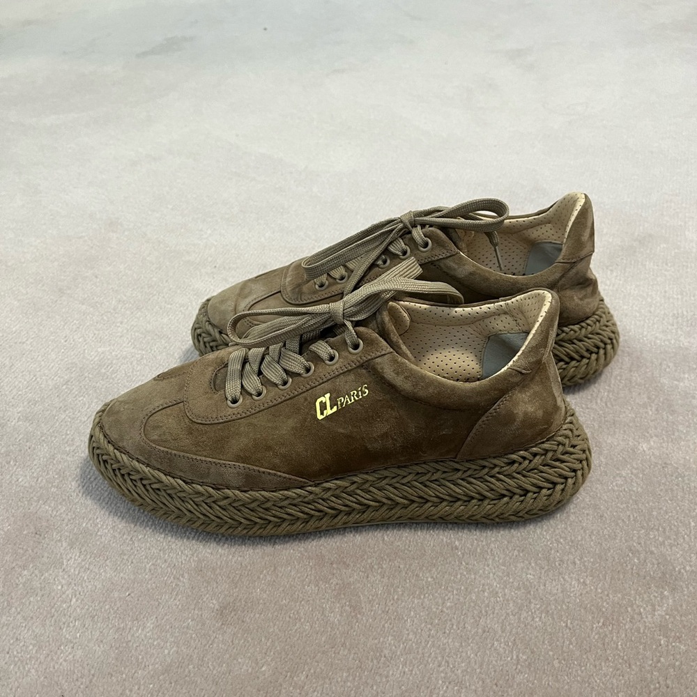 Christian Louboutin Tan Suede Platform Sneakers - Picture 6 of 9